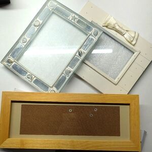Bundle 3 frames, wood acrylic seashell, 4x6, 5x7, 4x12 New